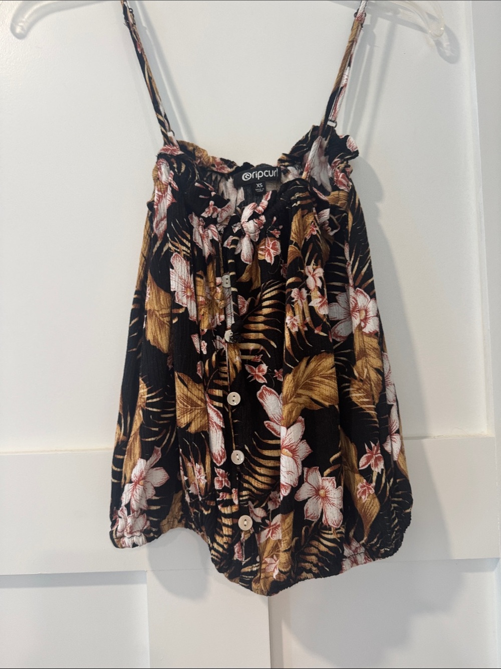 Rip Curl Black Floral Button-Front Camisole